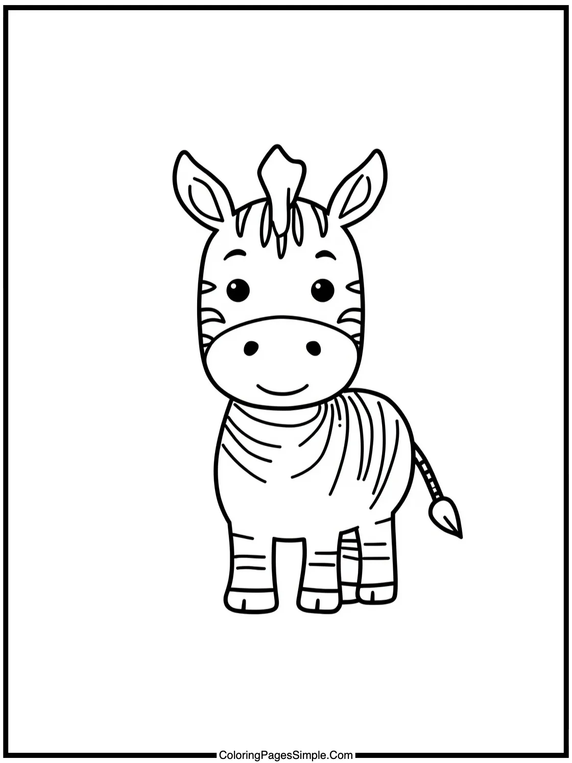 Happy Zebra painting its colorful stripes.