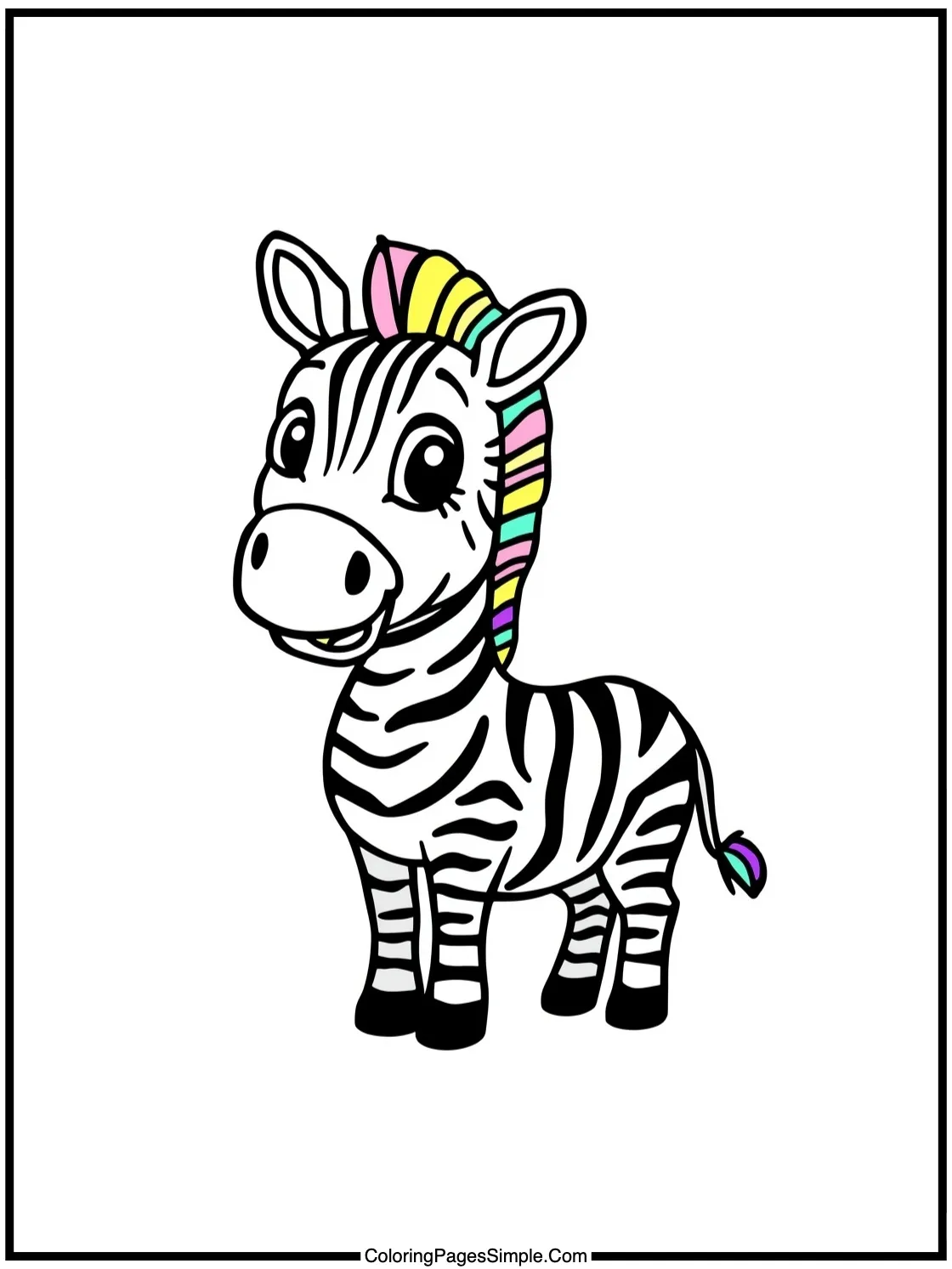 Happy Zebra painting its colorful stripes.