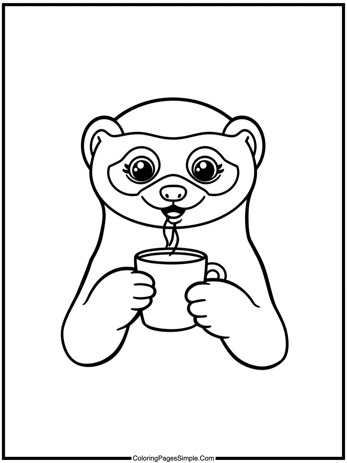 Happy civet enjoying a cup of coffee.