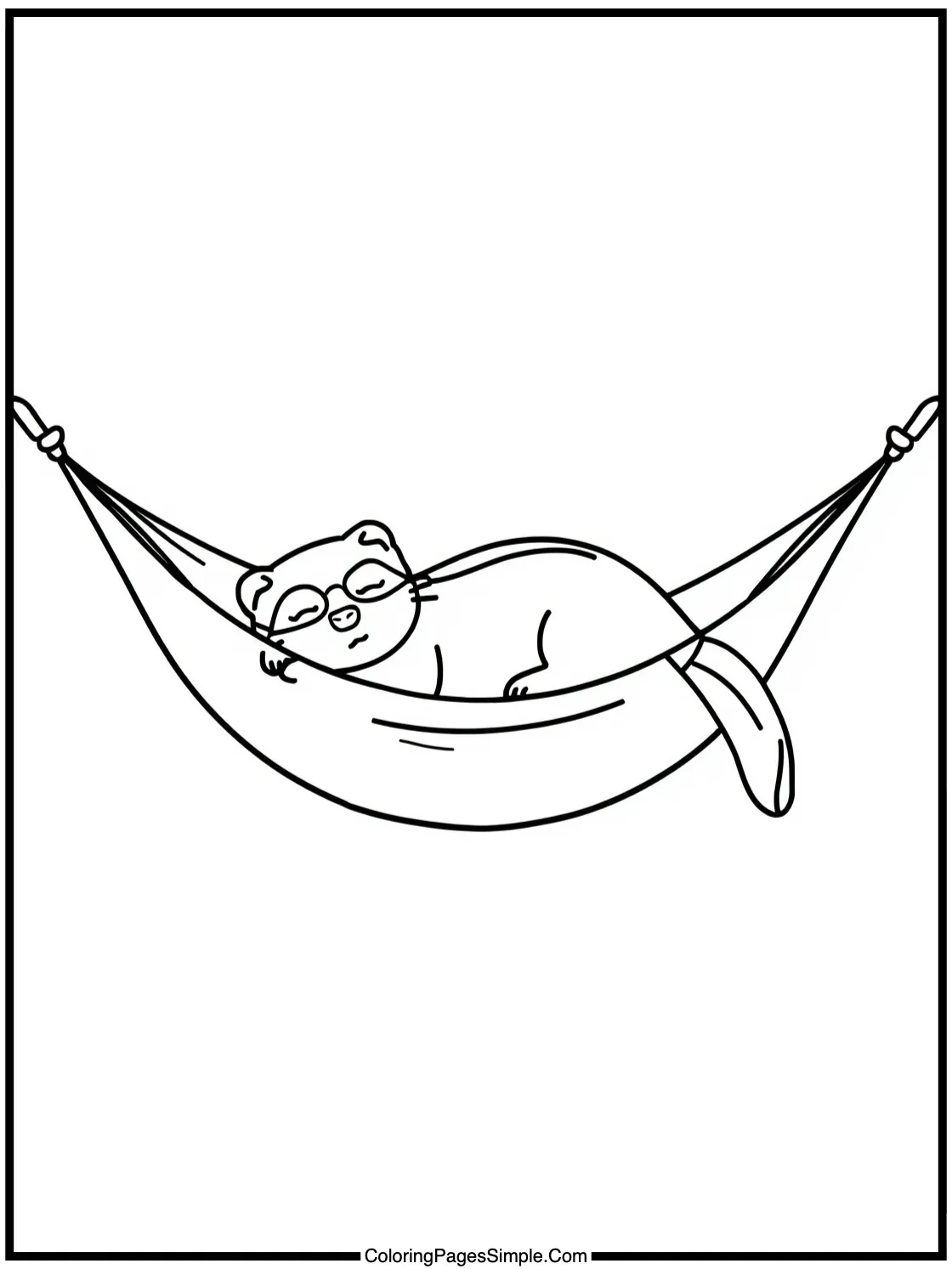 Happy ferret sleeping in a hammock.