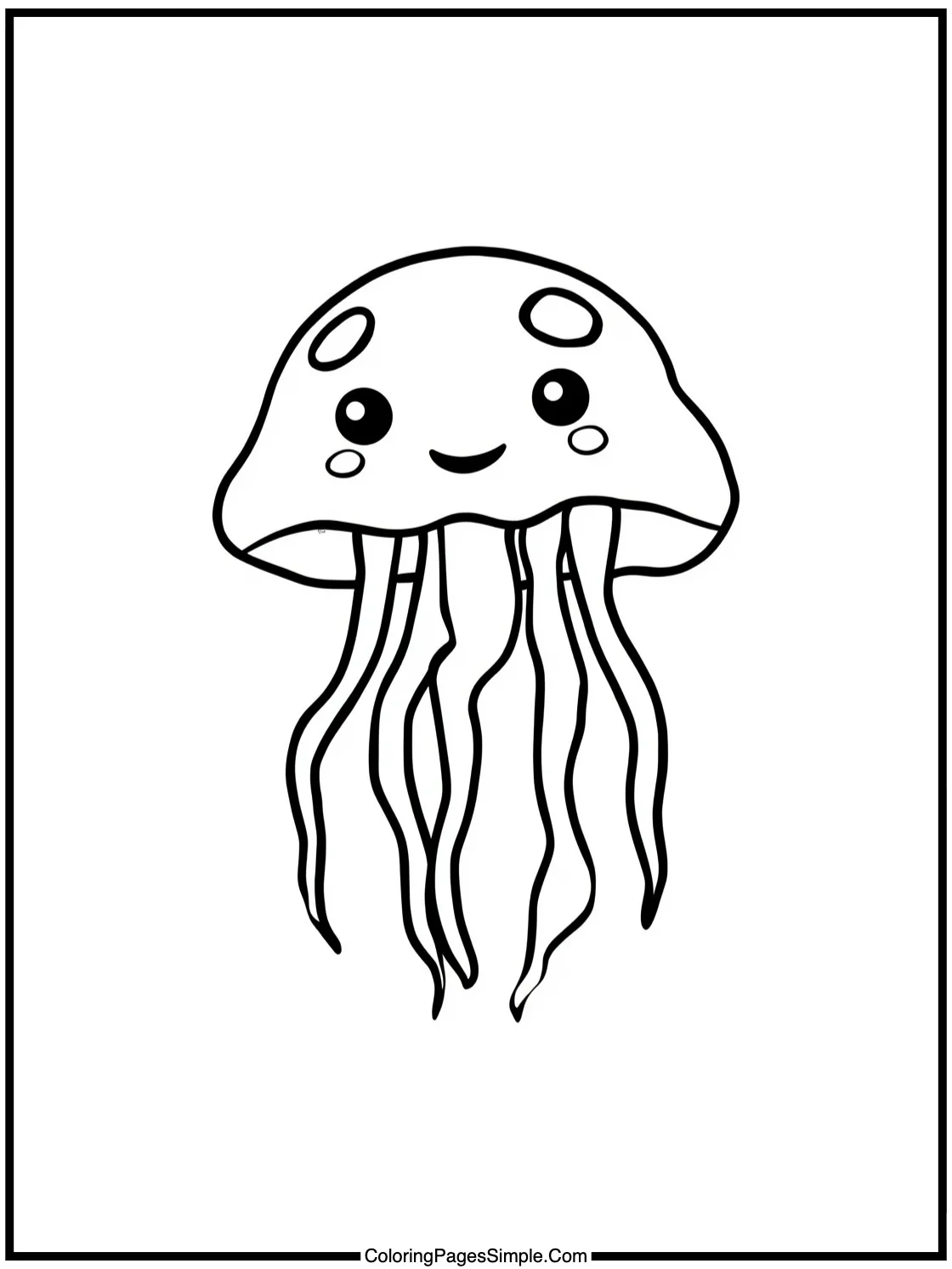 Happy jellyfish glowing under ocean.