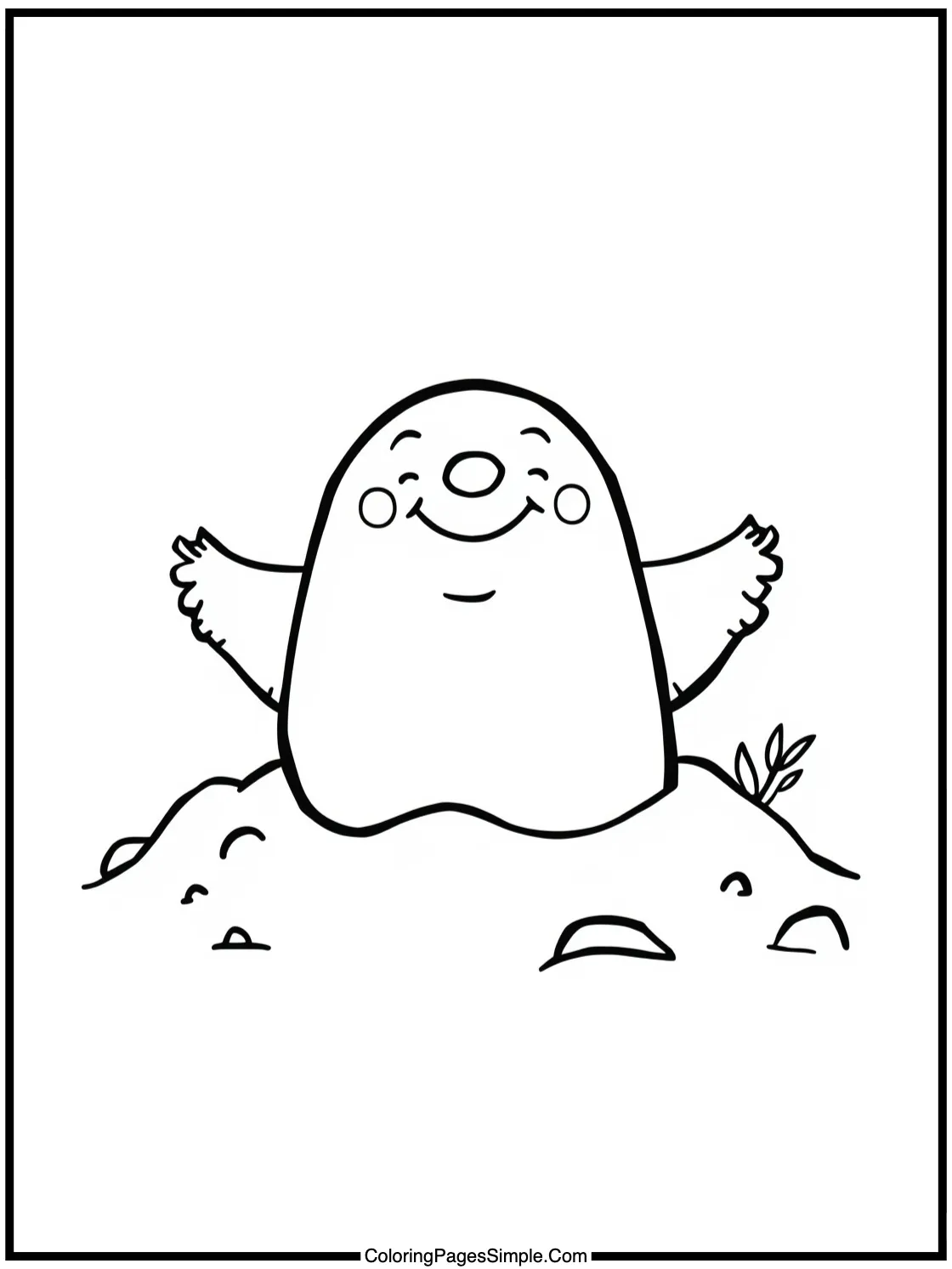 Happy mole popping out of ground.