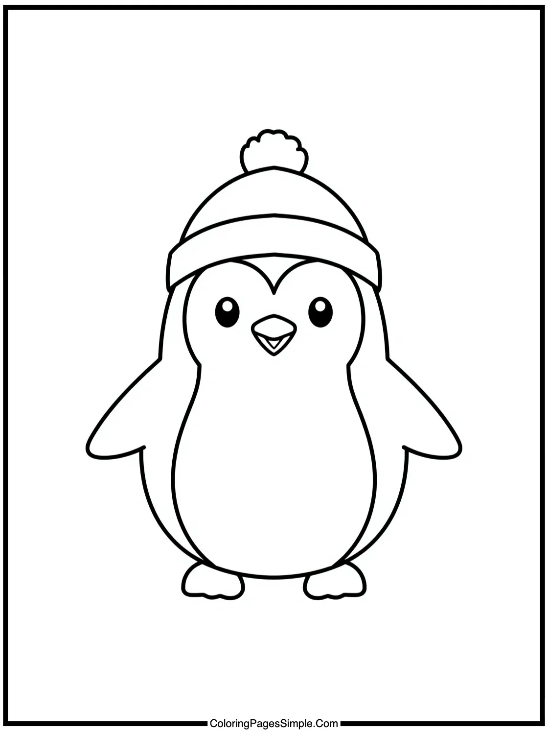 Happy penguin wearing a winter hat.