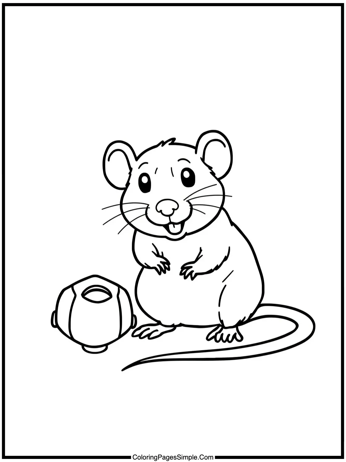 Happy pet rat playing with a toy.