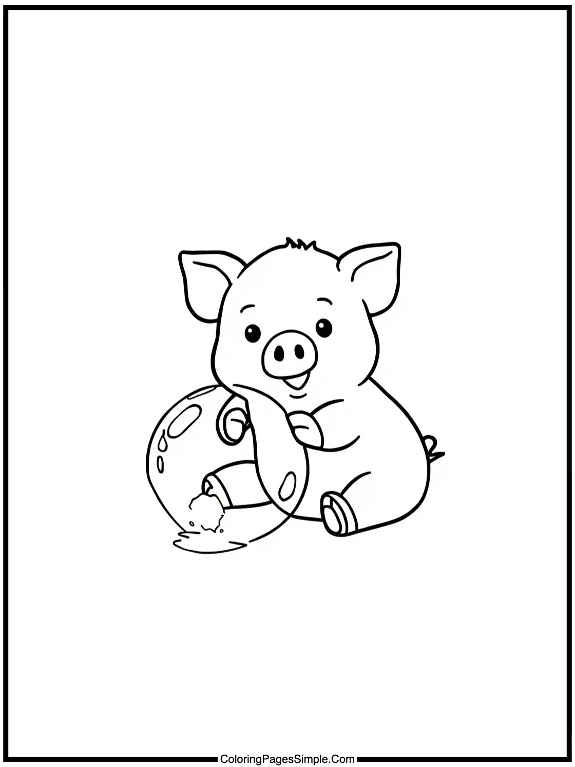 Happy piglet rolling in clean bubbles.