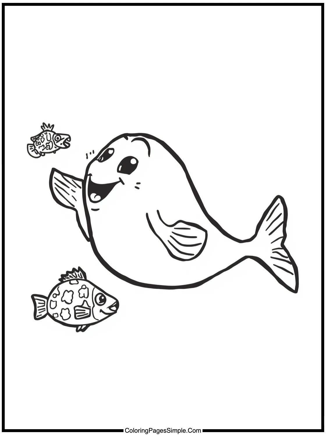 Happy siren singing to tiny fish.