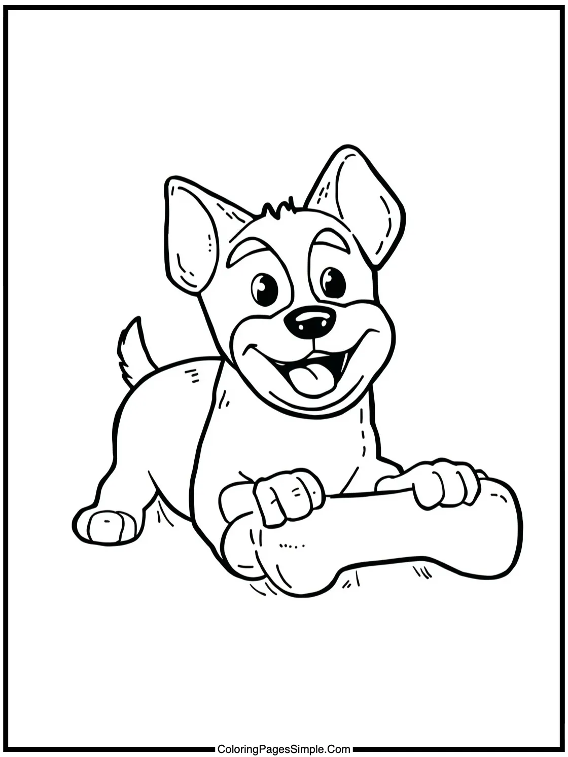 Happy terrier playing with rubber bone.