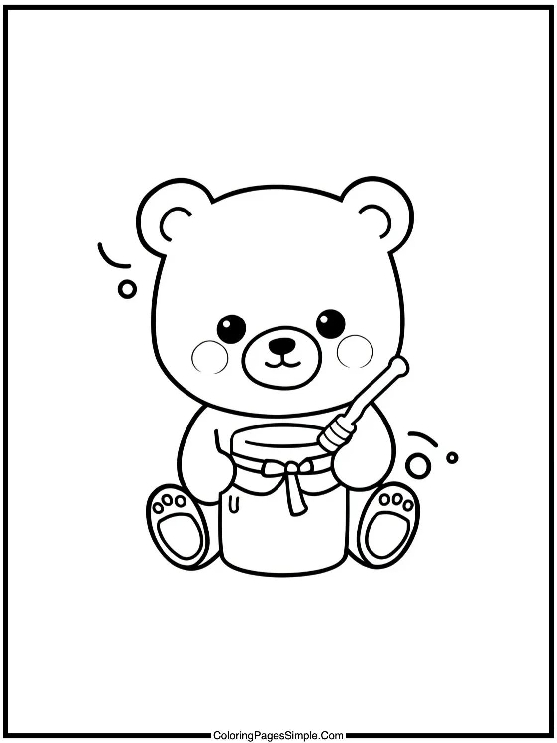 Kawaii Bear playing with a honey jar.