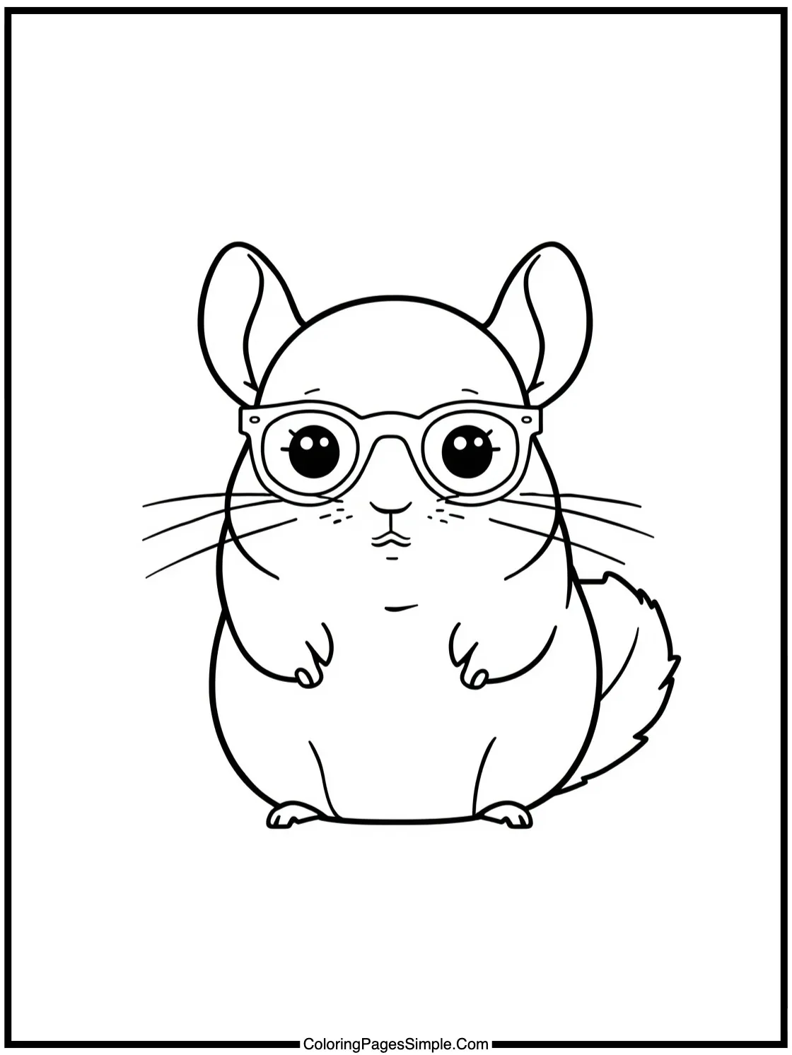 Kawaii Chinchilla wearing tiny glasses.