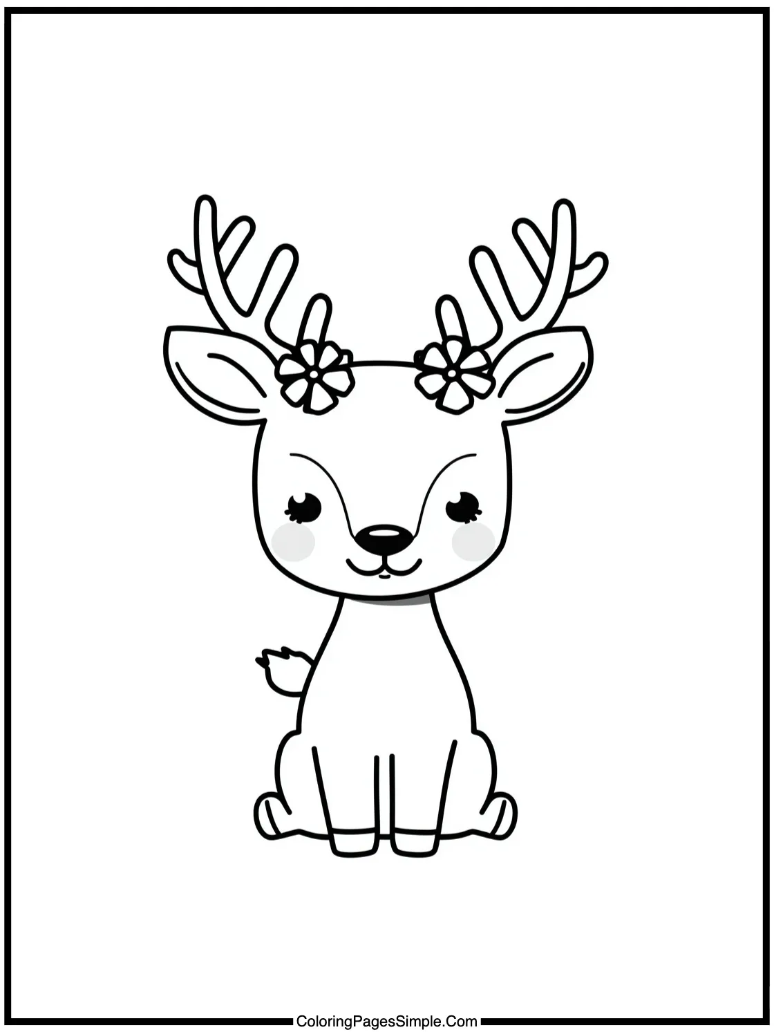 Kawaii Deer with flowers in its antlers.
