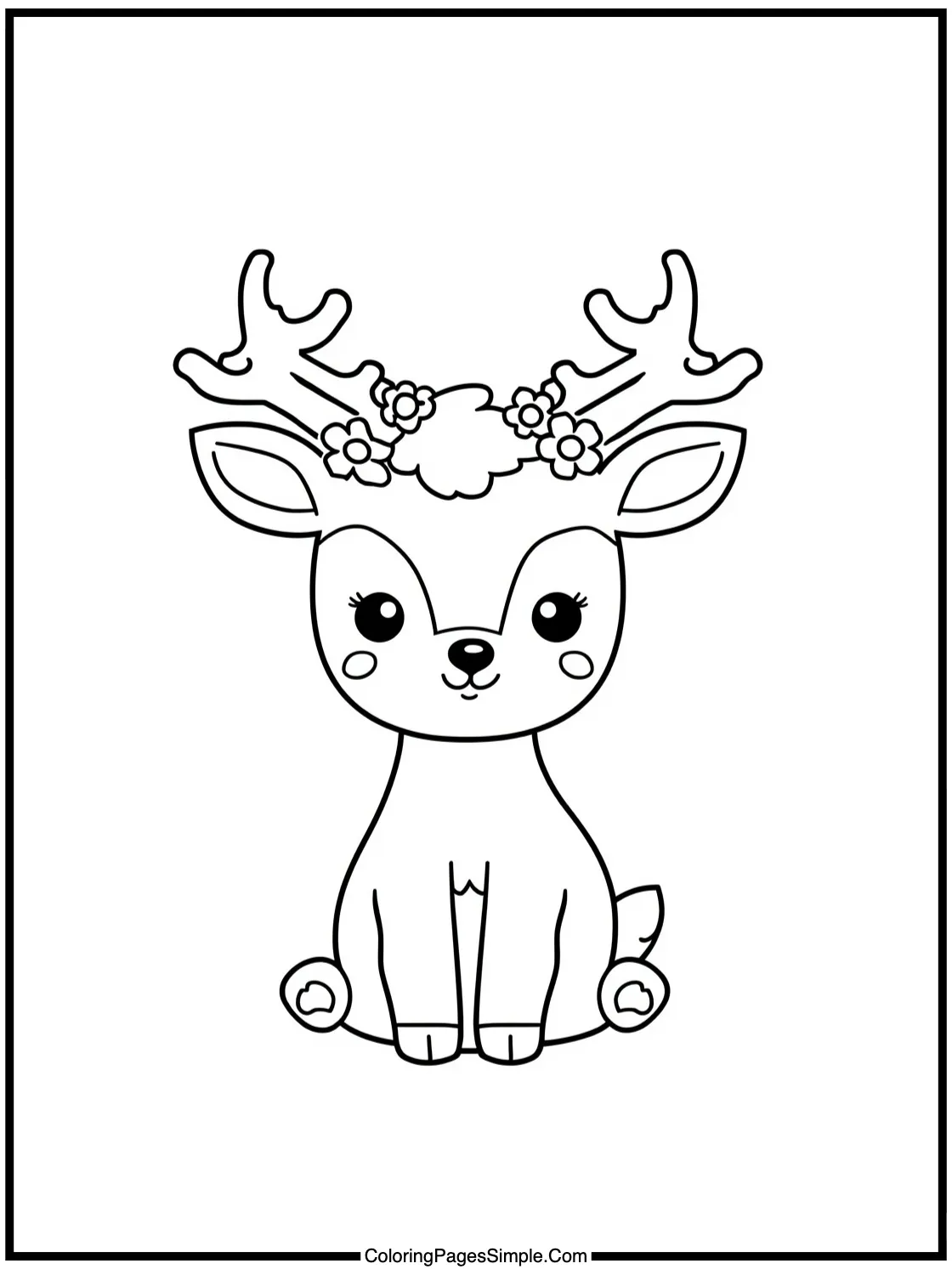 Kawaii Deer with flowers in its antlers.