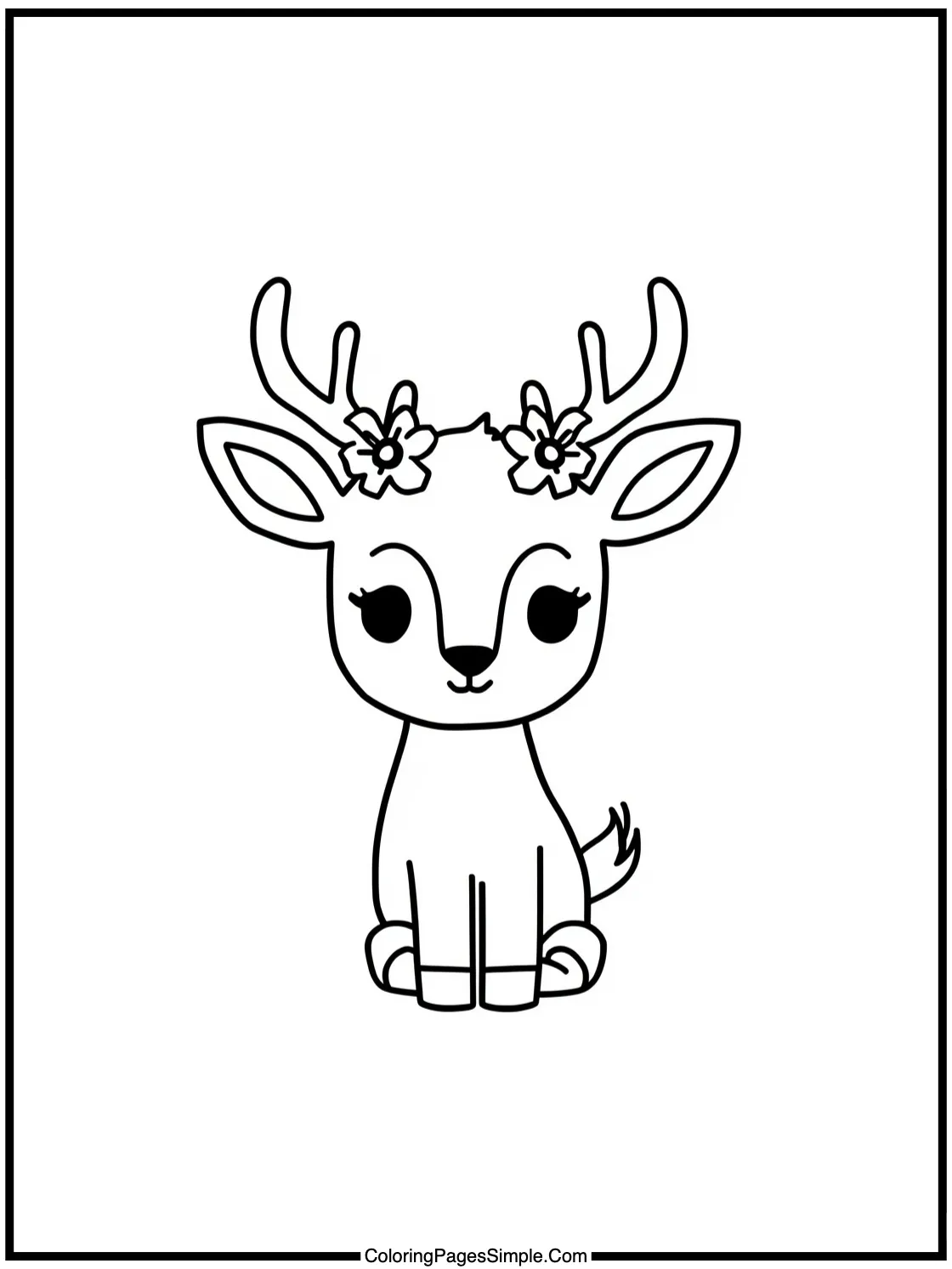 Kawaii Deer with flowers in its antlers.