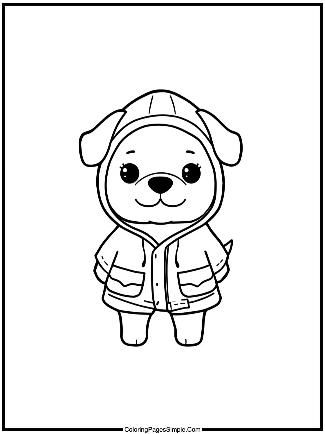 Kawaii Dog Wearing Tiny Raincoat Jumpsuit.