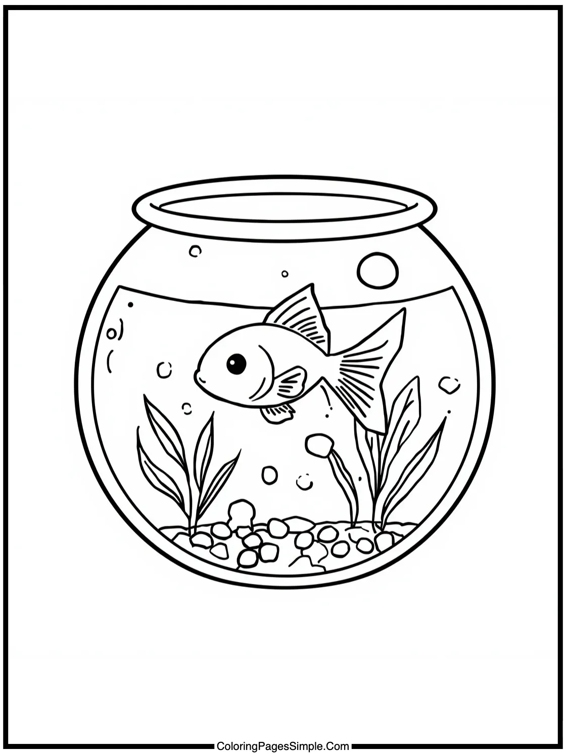 Kawaii Goldfish Swimming in a Bubble Bowl.