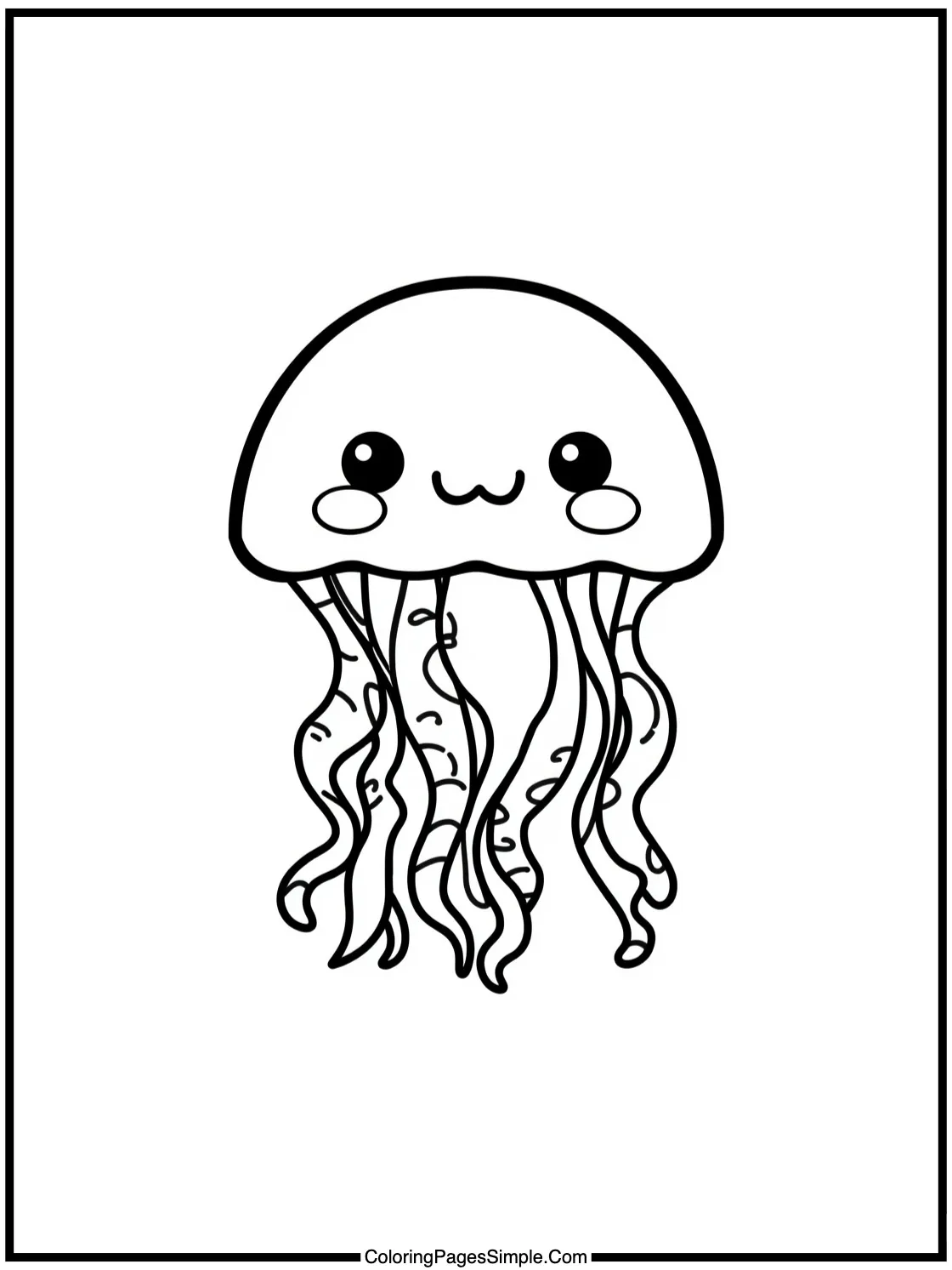 Kawaii Jellyfish glowing under the deep sea.