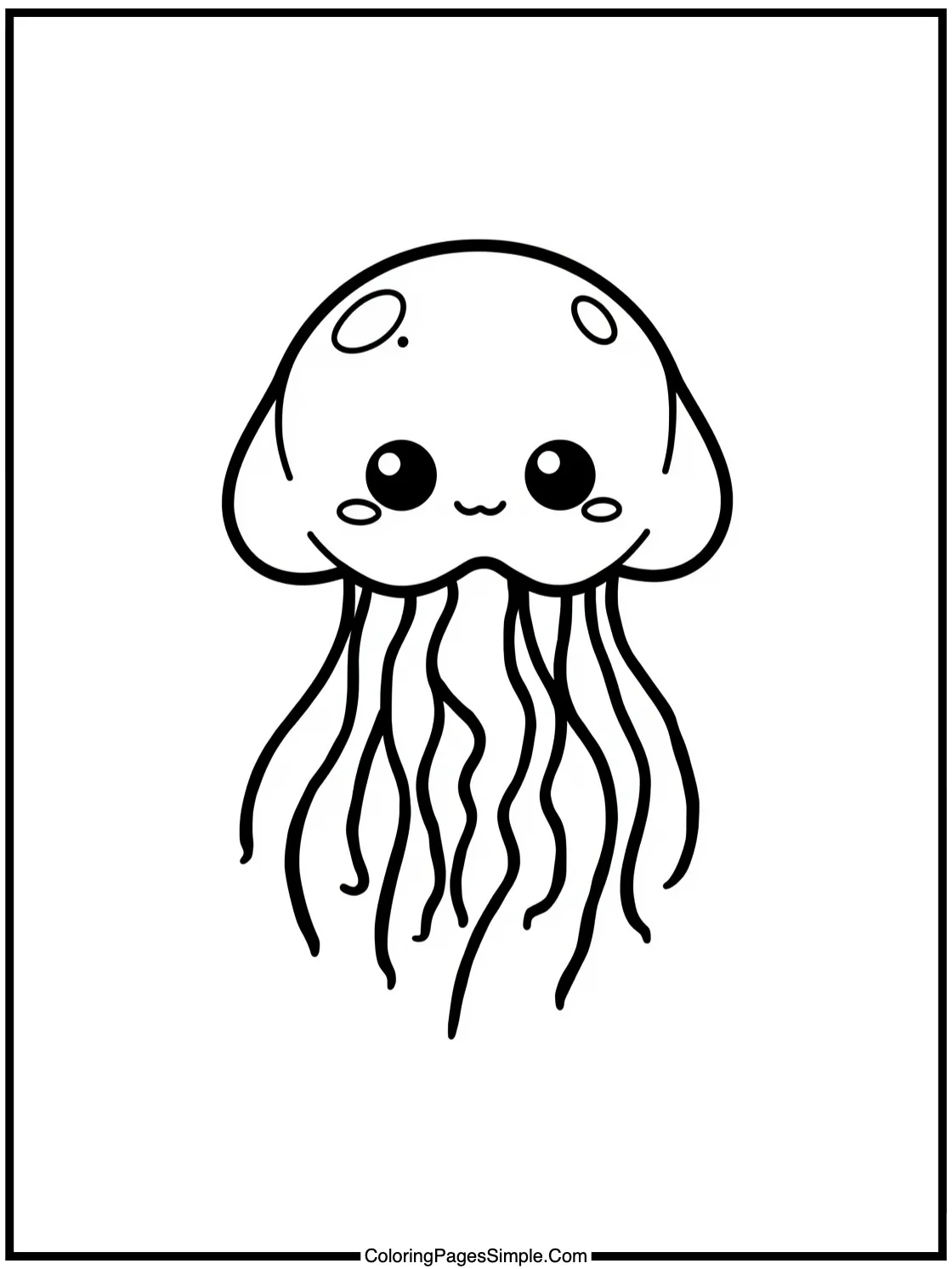 Kawaii Jellyfish glowing under the deep sea.