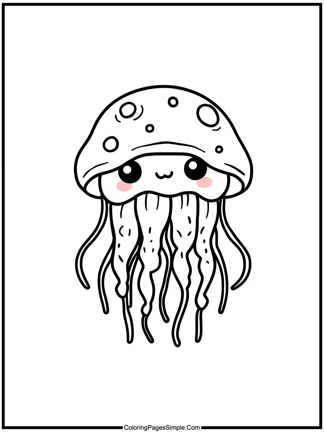 Kawaii Jellyfish glowing under the deep sea.