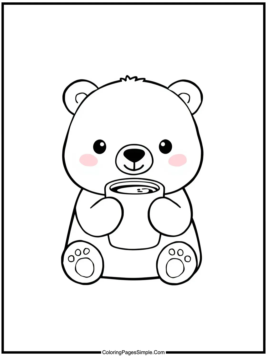 Kawaii Polar Bear drinking hot cocoa.