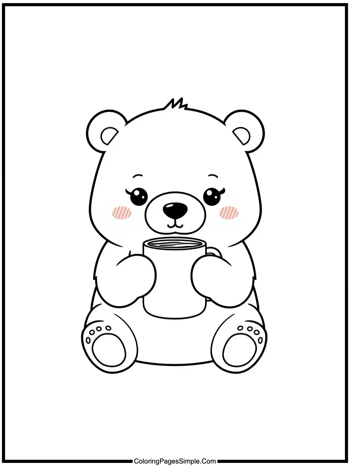 Kawaii Polar Bear drinking hot cocoa.