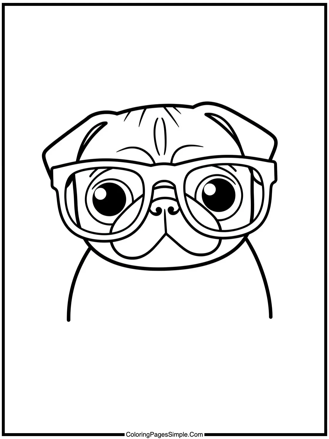 Kawaii Pug wearing giant silly glasses.