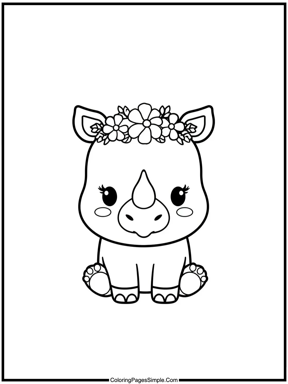 Kawaii Rhino with a tiny flower crown.