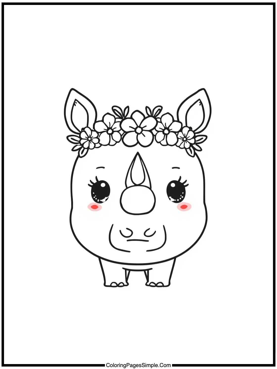 Kawaii Rhino with a tiny flower crown.