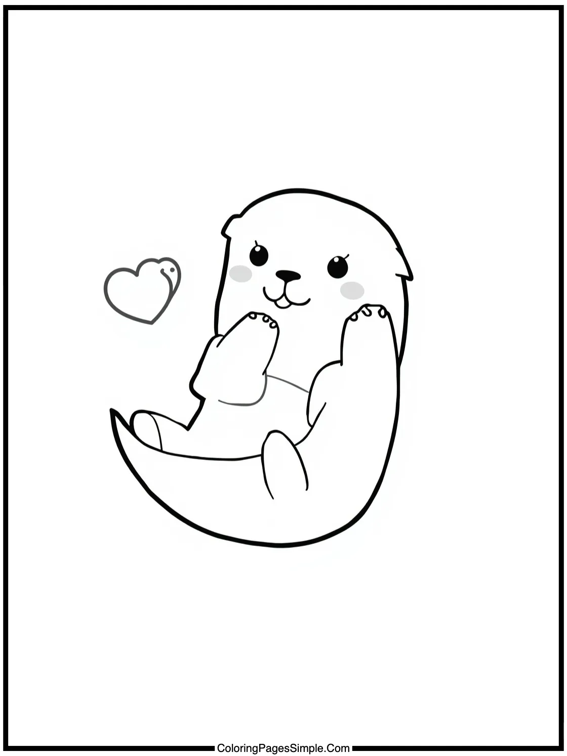 Kawaii Sea Otter holding hands floating.