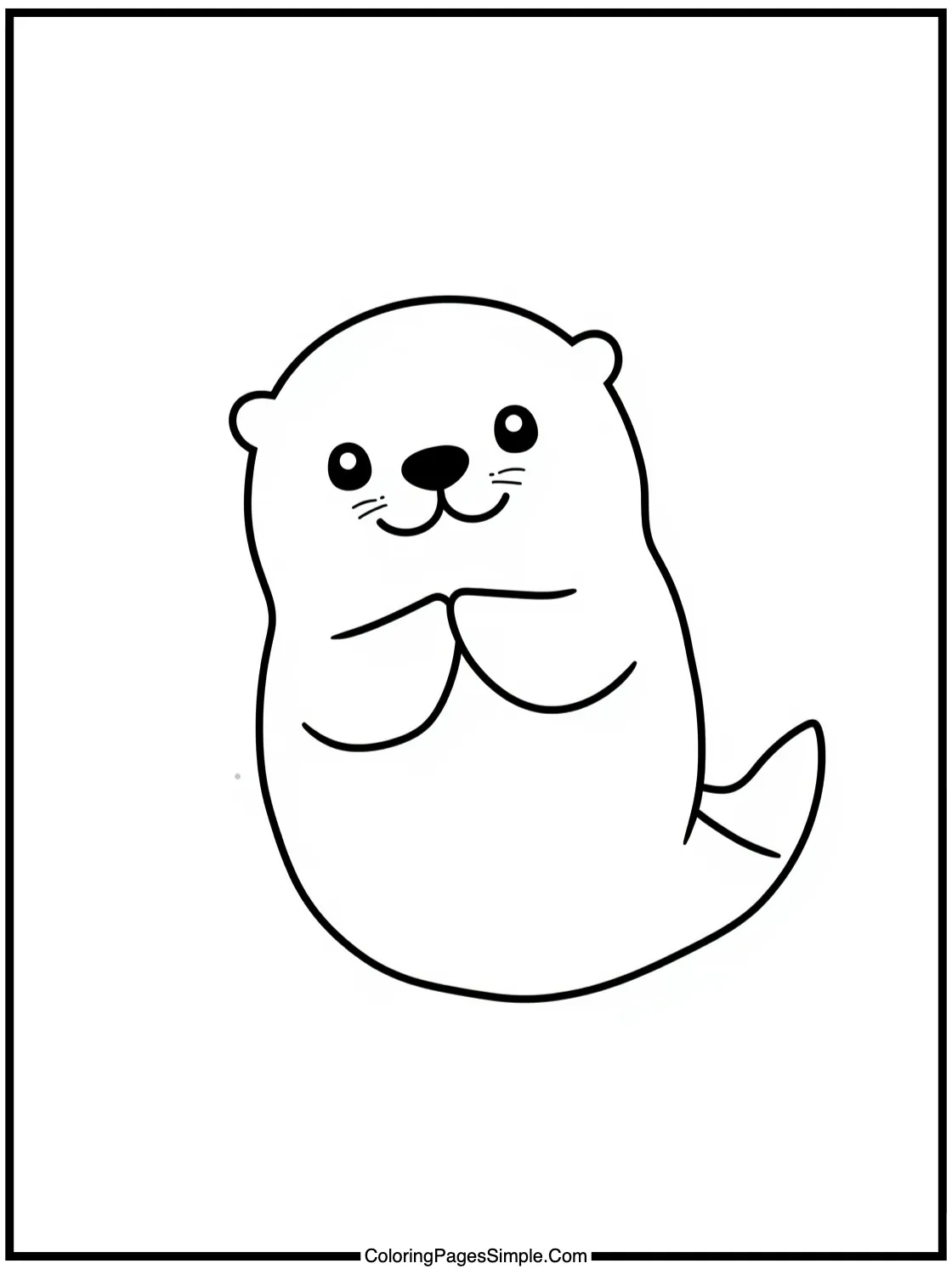 Kawaii Sea Otter holding hands floating.