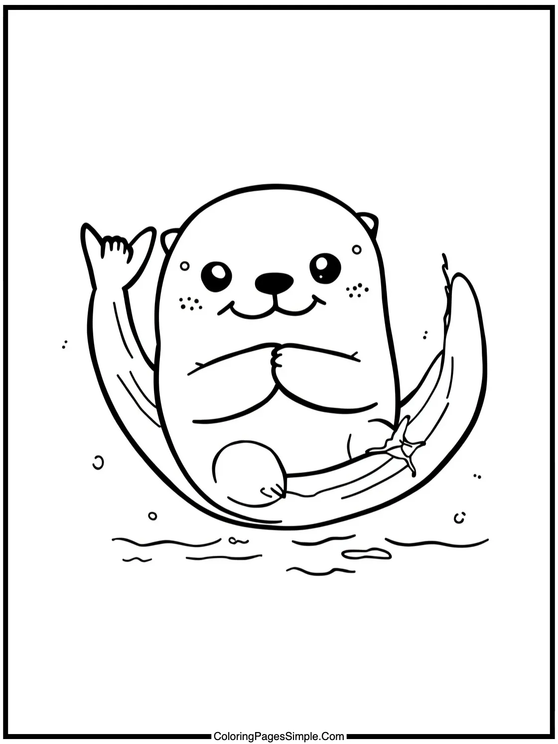 Kawaii Sea Otter holding hands floating.