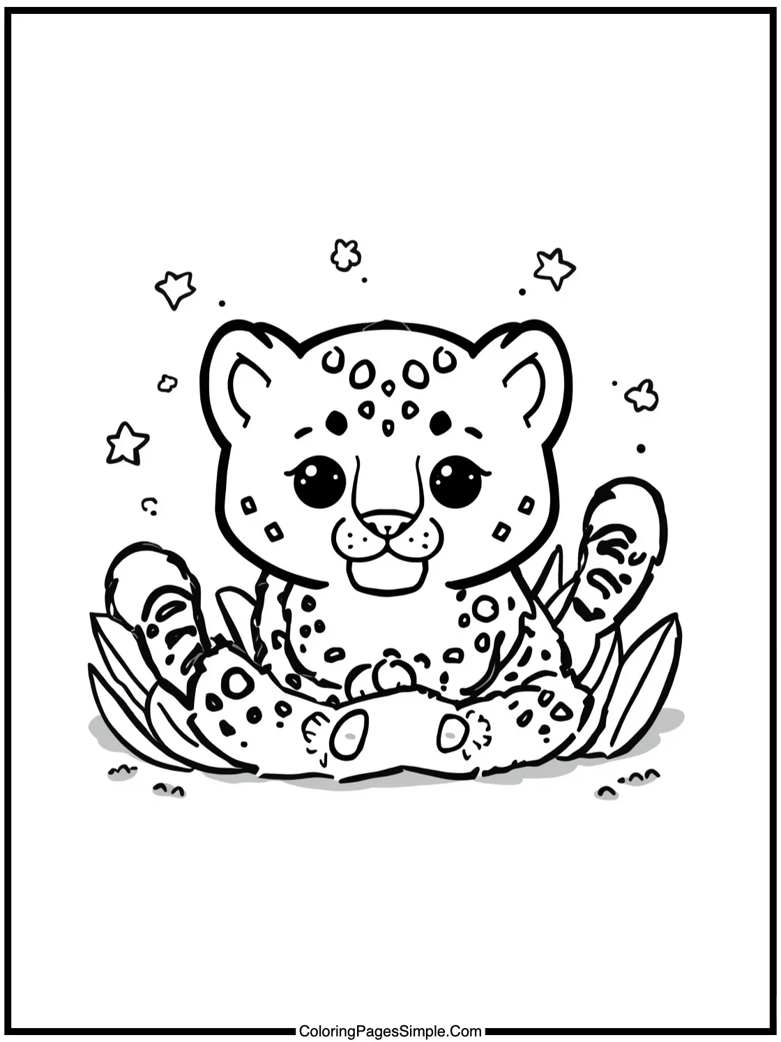 Kawaii Snow Leopard playing hide-and-seek.