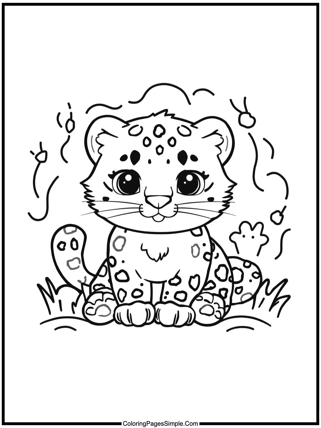 Kawaii Snow Leopard playing hide-and-seek.