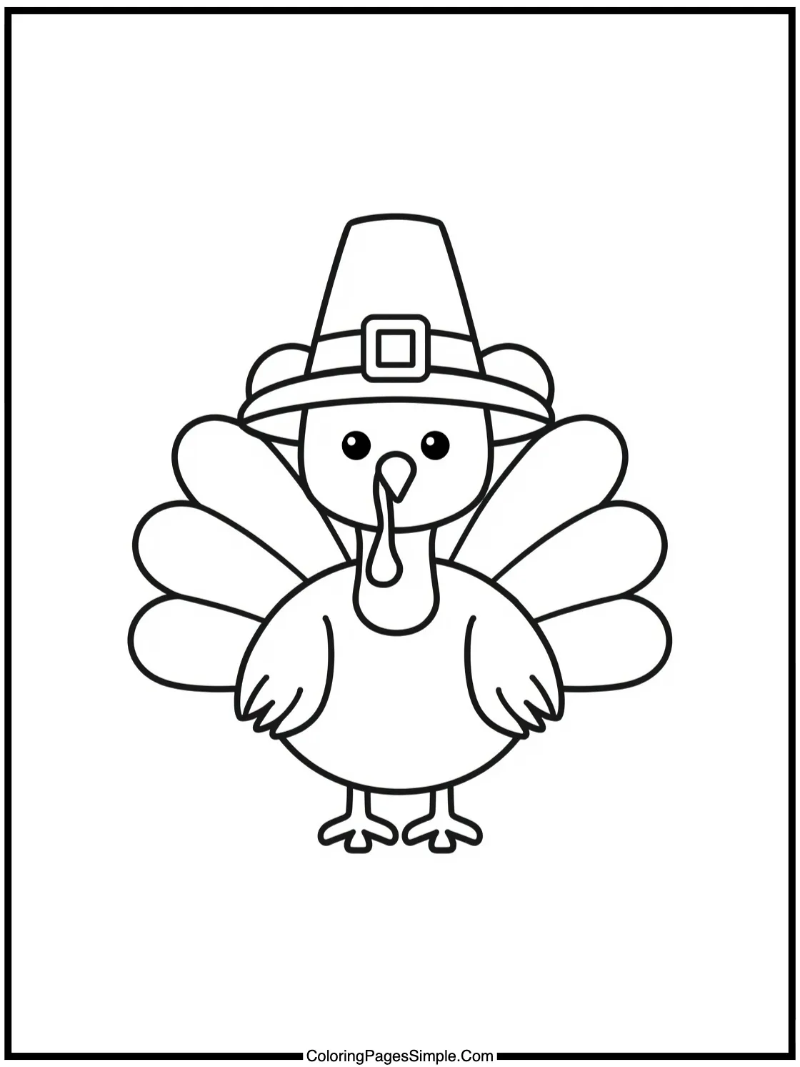 Kawaii Thanksgiving Turkey Wearing Pilgrim Hat.