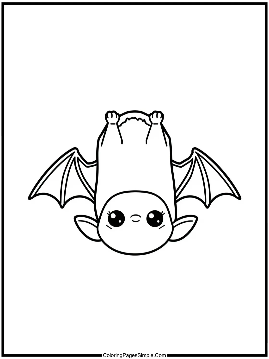 Kawaii Vampire Bat Hanging Upside Down.
