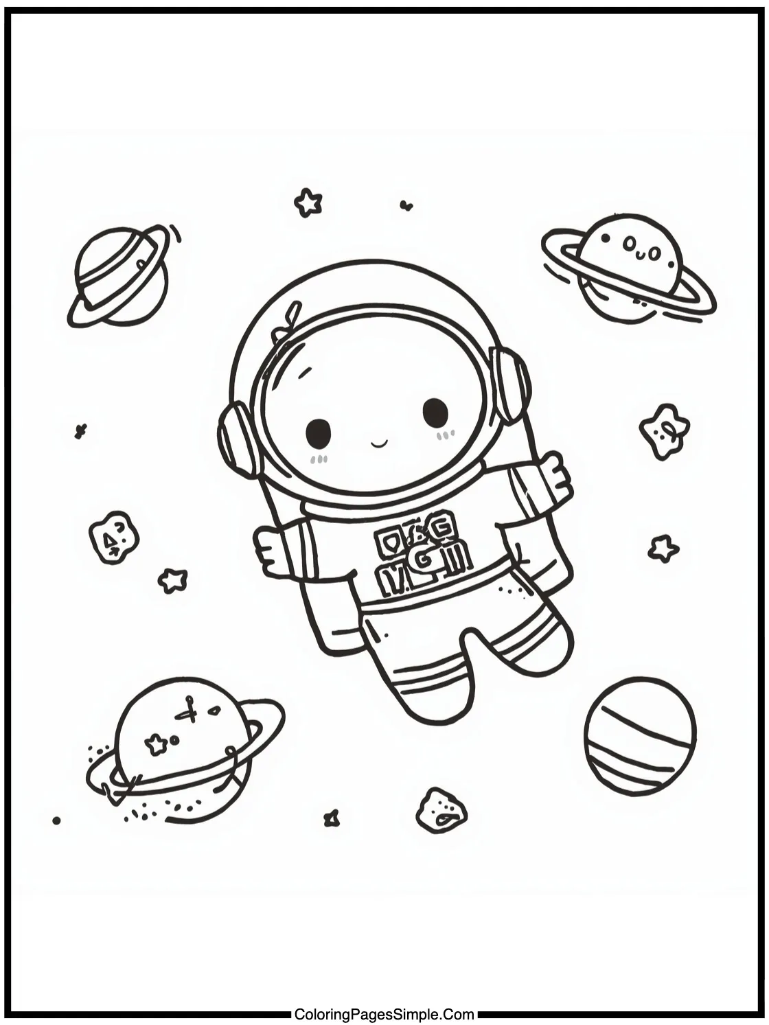 Kawaii astronaut girl floating in space.