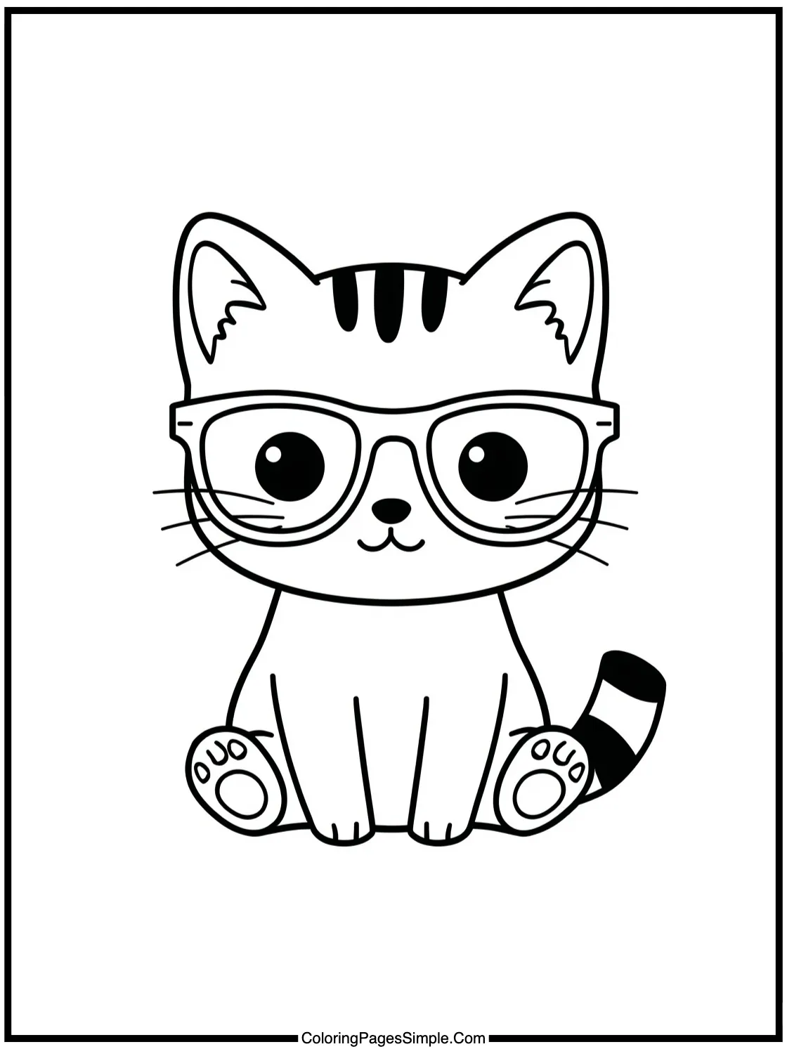 Kawaii bobcat wearing tiny eyeglasses.