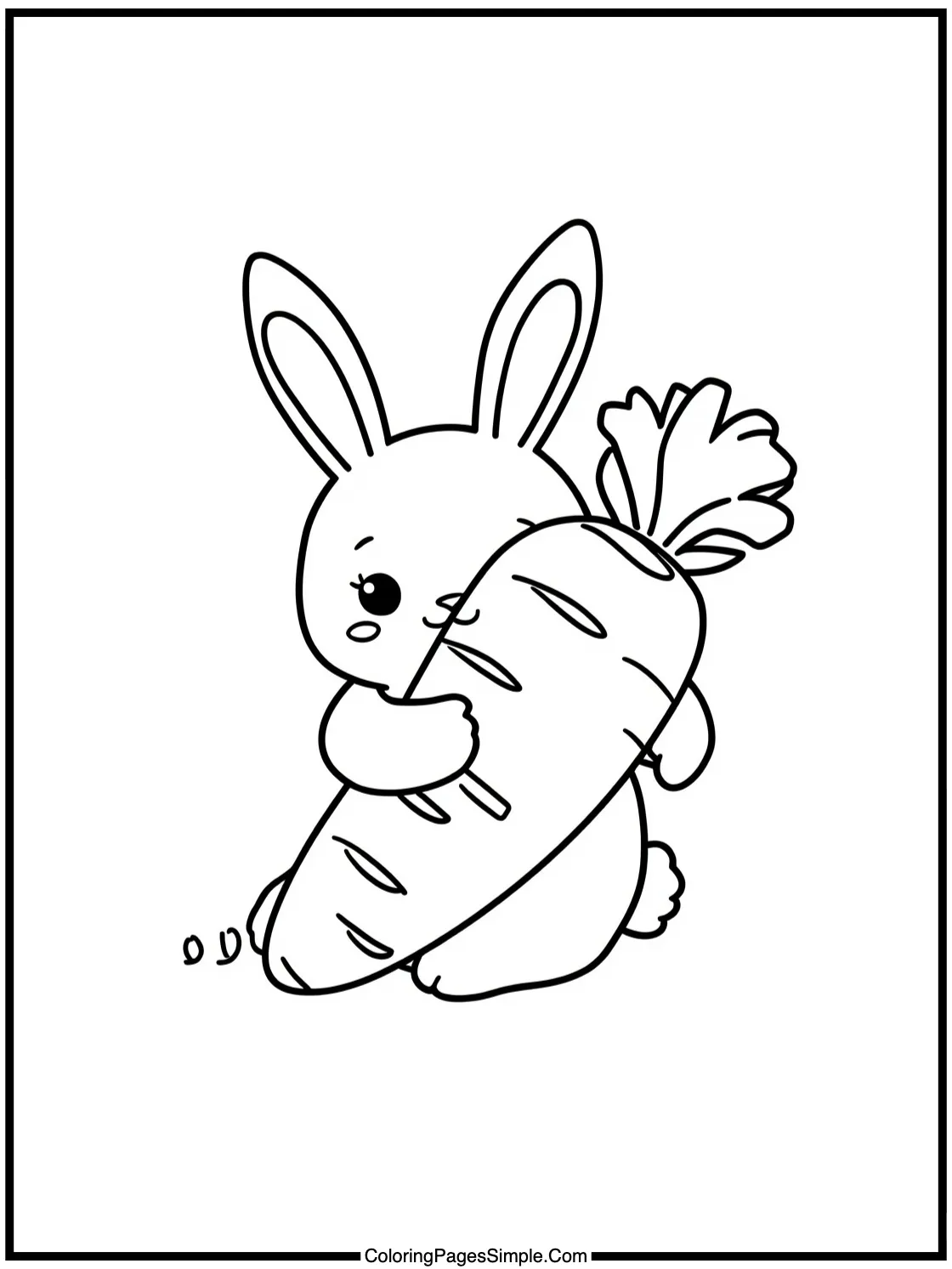 Kawaii bunny hugging a giant carrot.