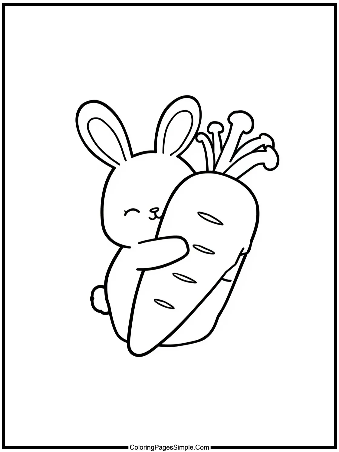 Kawaii bunny hugging a giant carrot.