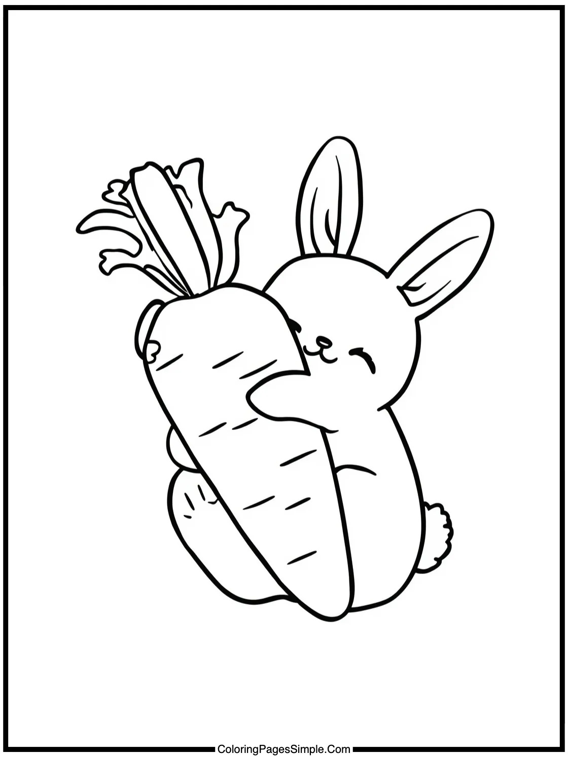 Kawaii bunny hugging a giant carrot.