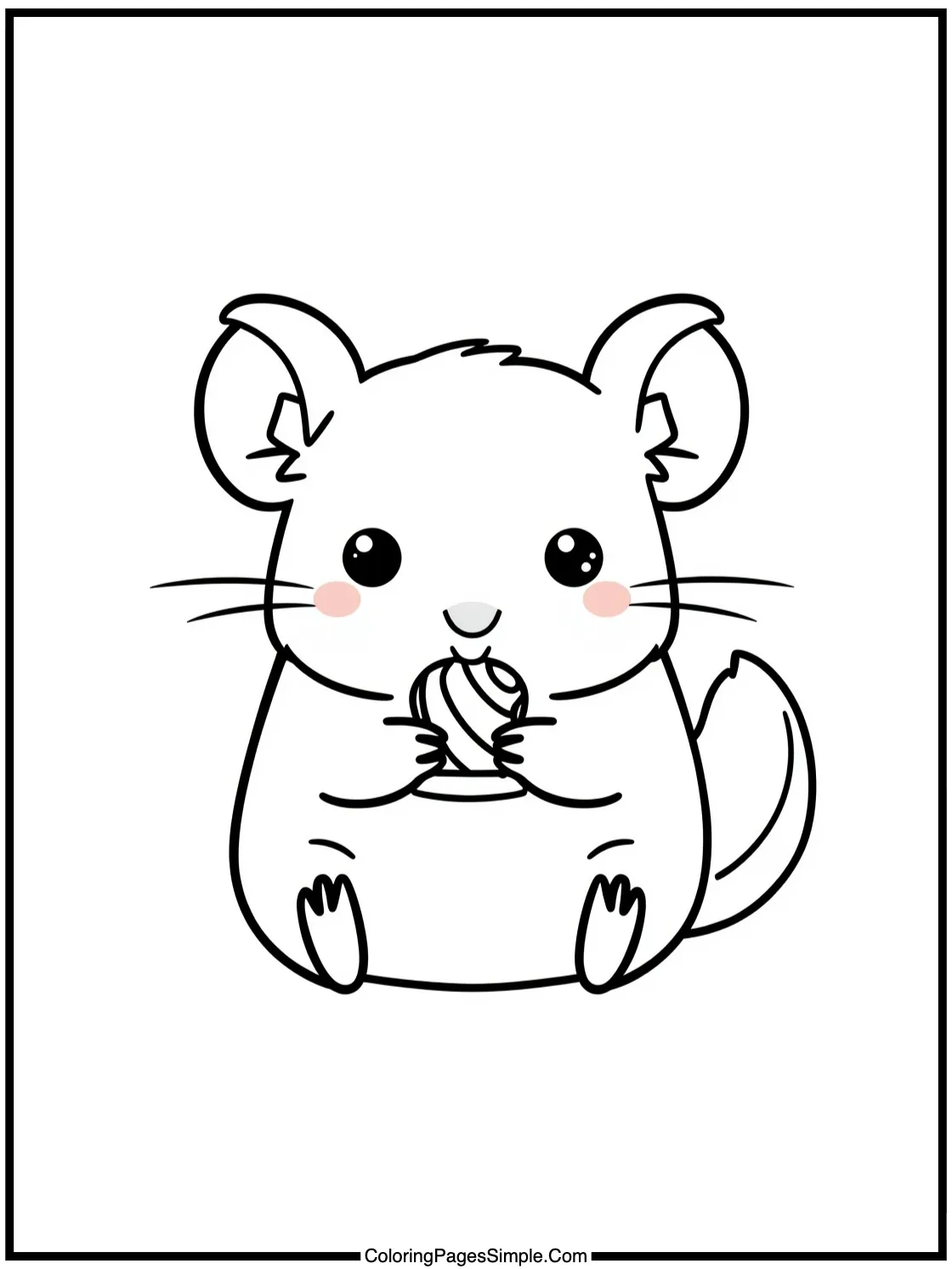 Kawaii chinchilla holding a small treat.