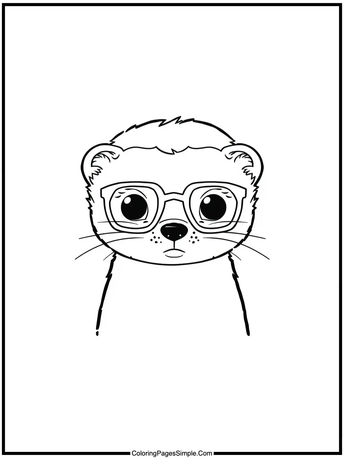 Kawaii ferret wearing tiny spectacles.