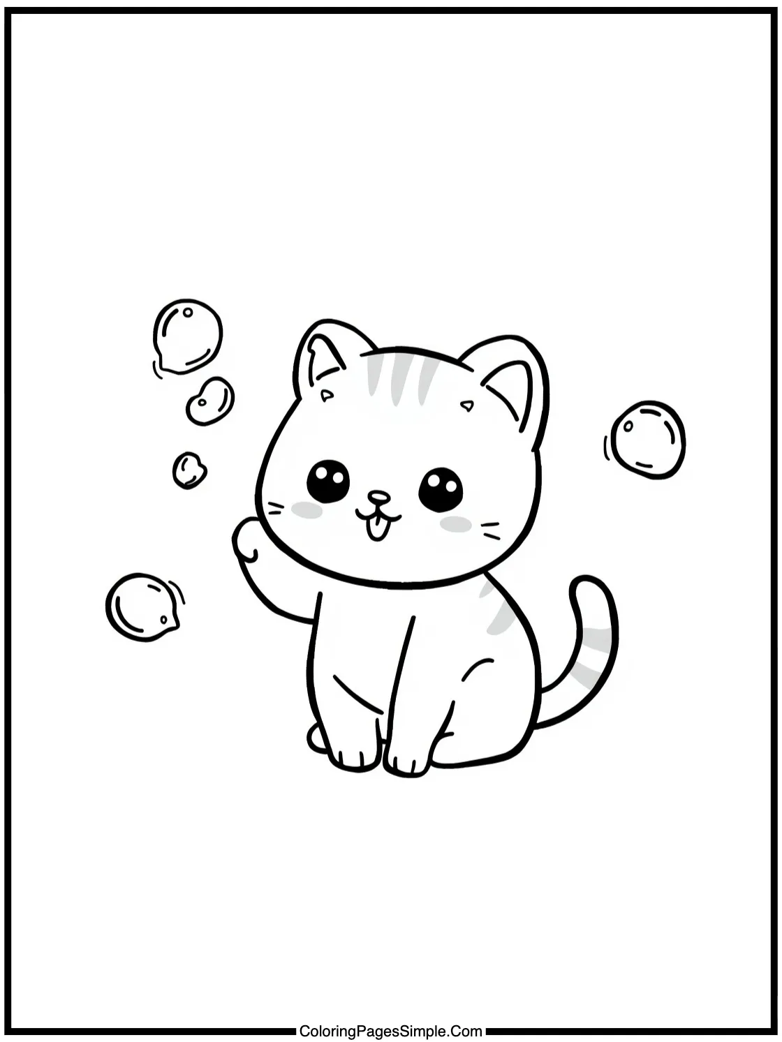 Kawaii kitten playing with bubbles.