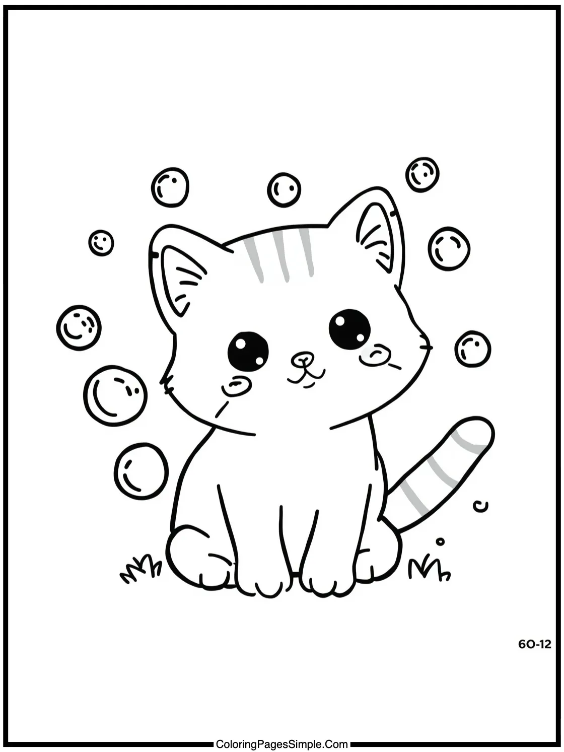 Kawaii kitten playing with bubbles.