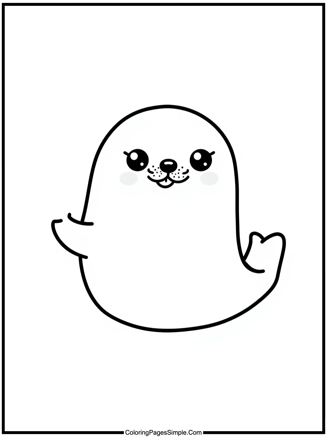 Kawaii seal giving a friendly wave.