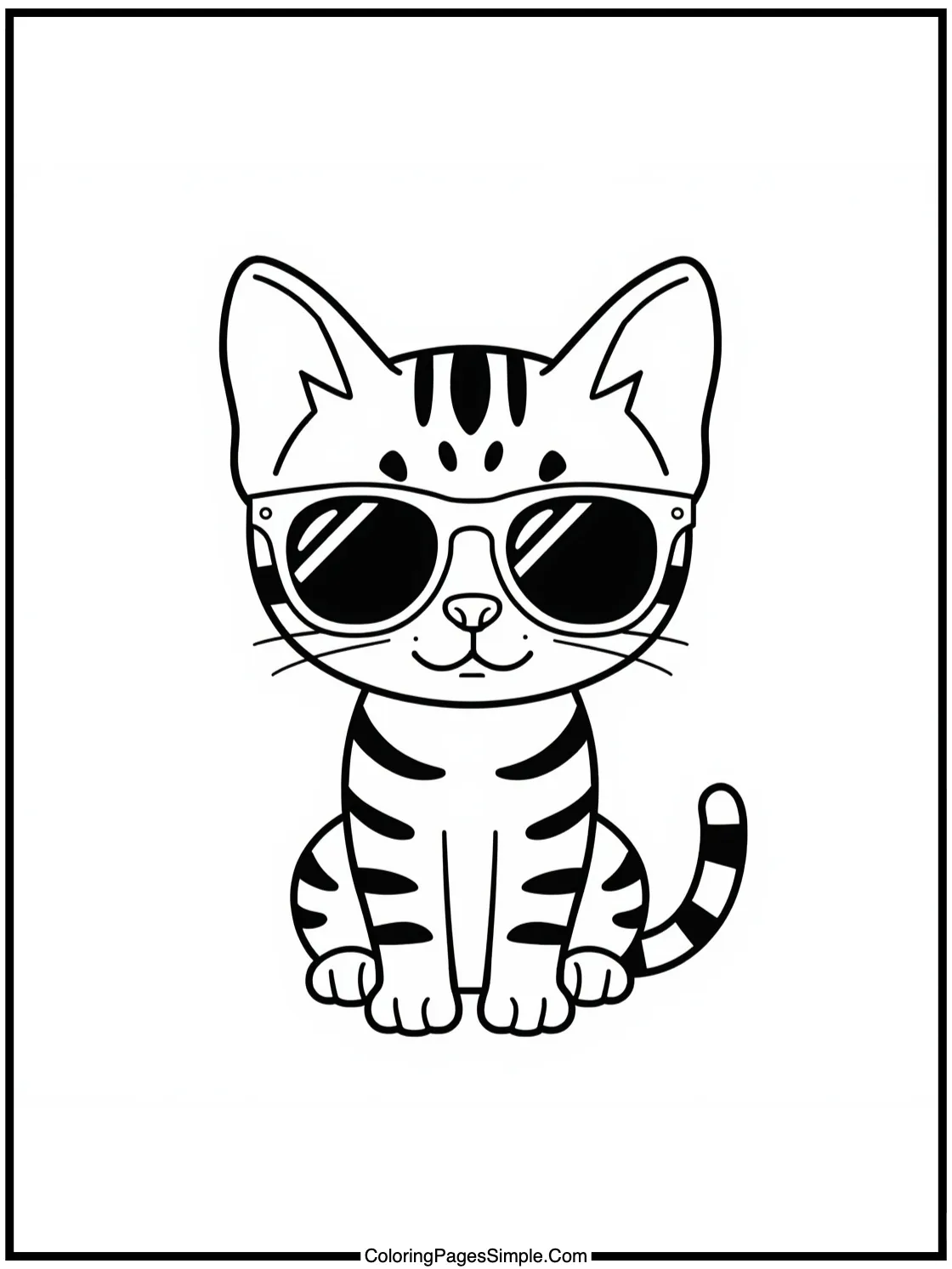 Little Bengal cat wearing sunglasses.