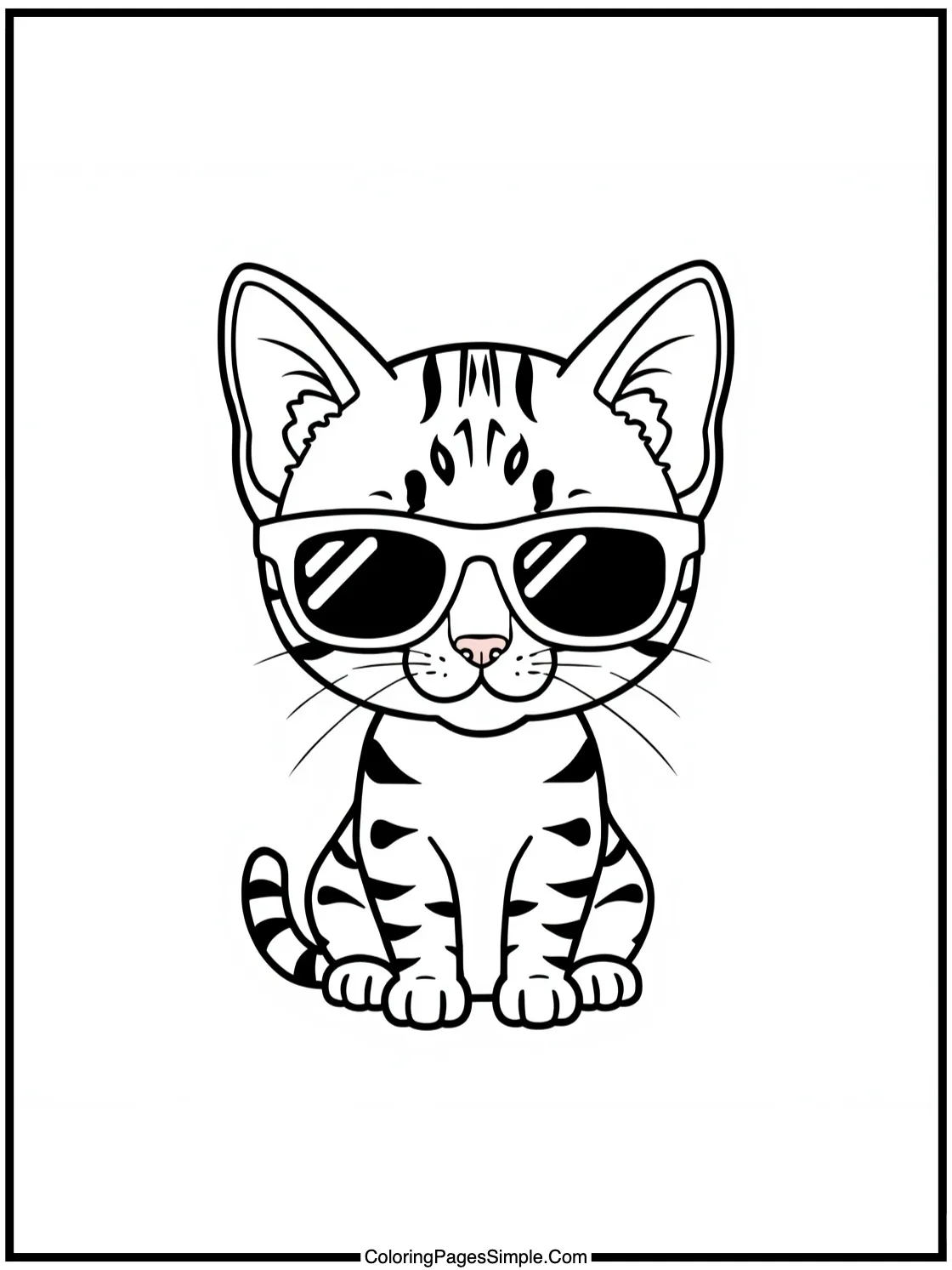 Little Bengal cat wearing sunglasses.
