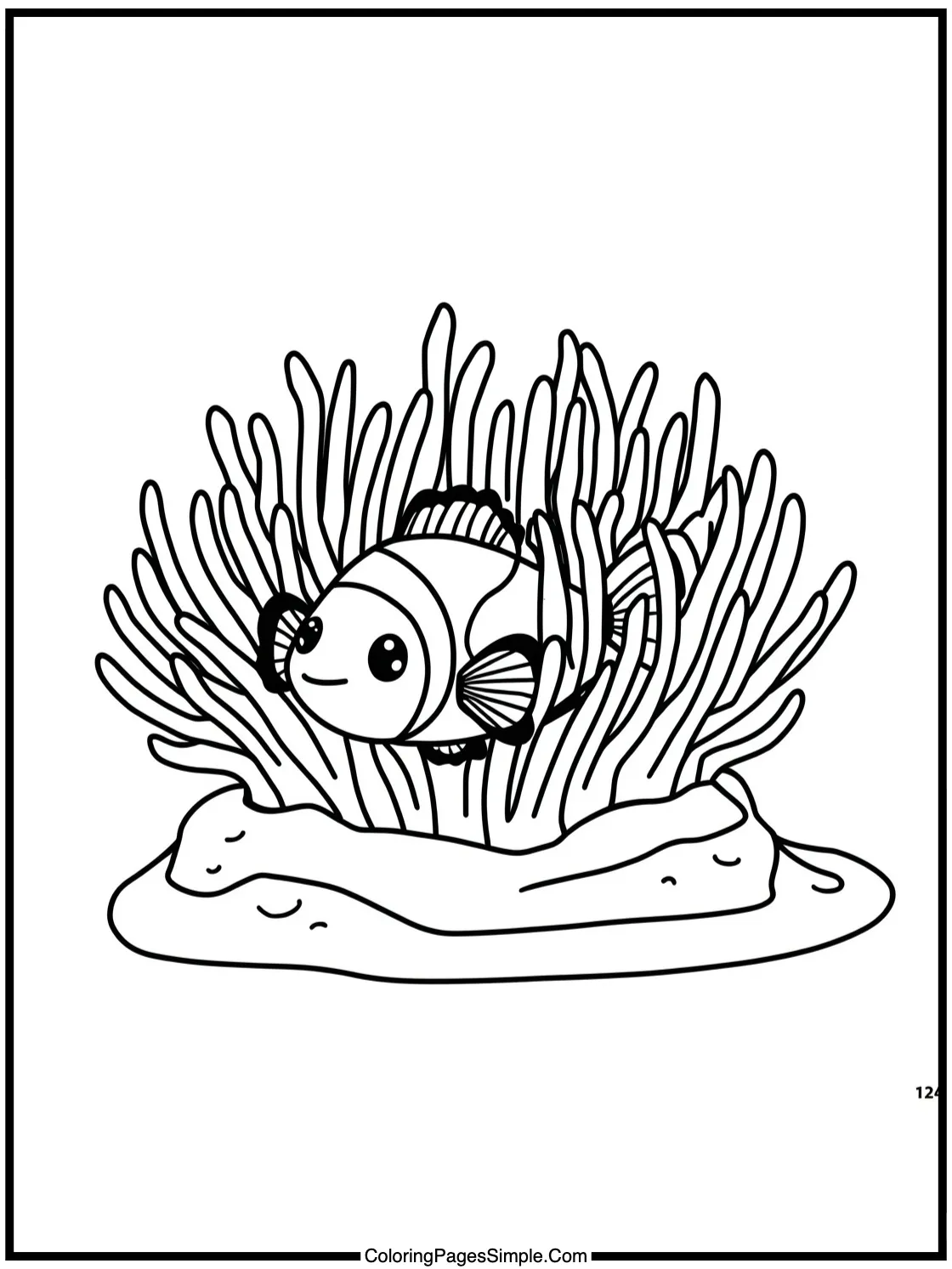 Little Clownfish hiding in a cozy anemone.