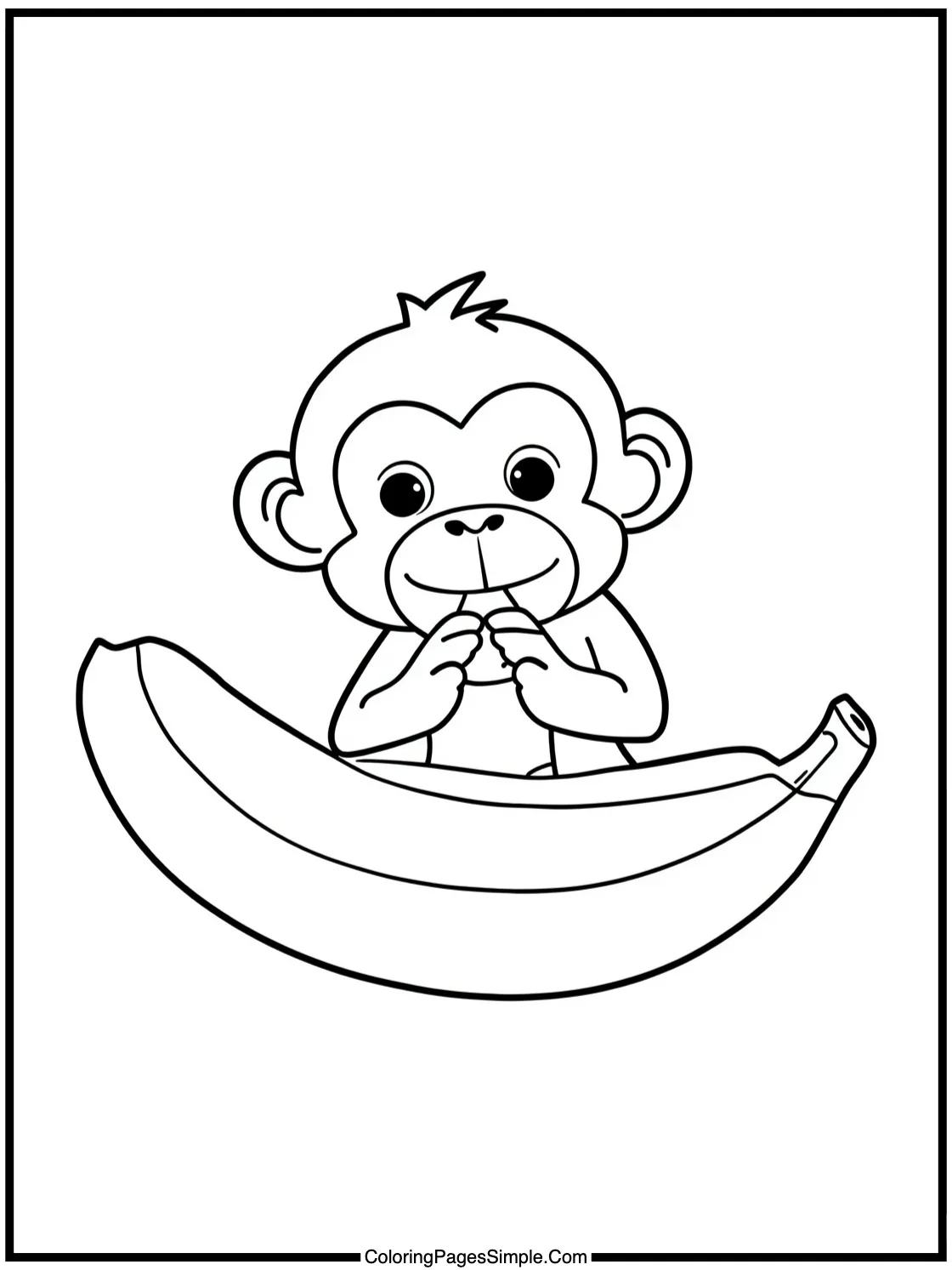 Little Monkey eating a huge banana.
