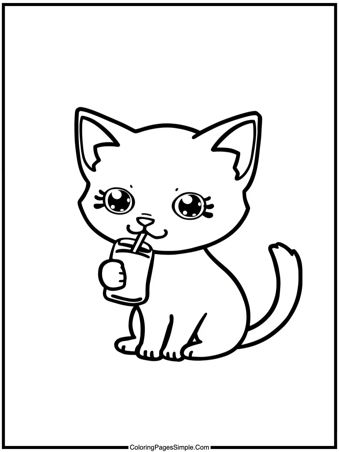 Little Siamese drinking milk happily.