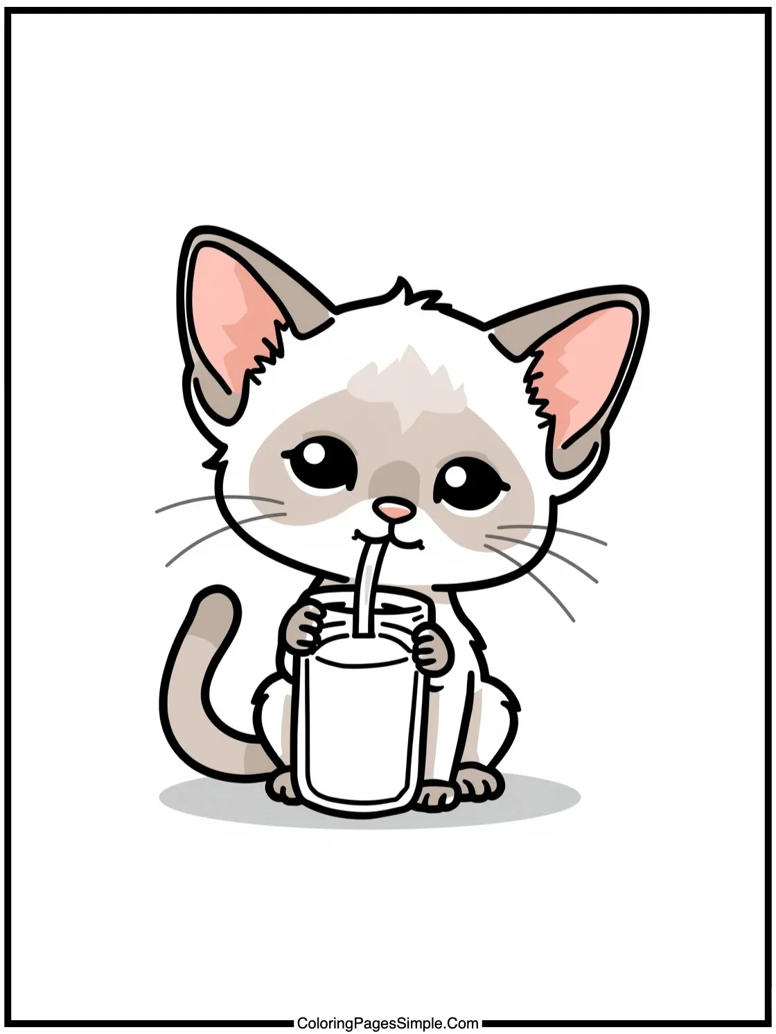 Little Siamese drinking milk happily.
