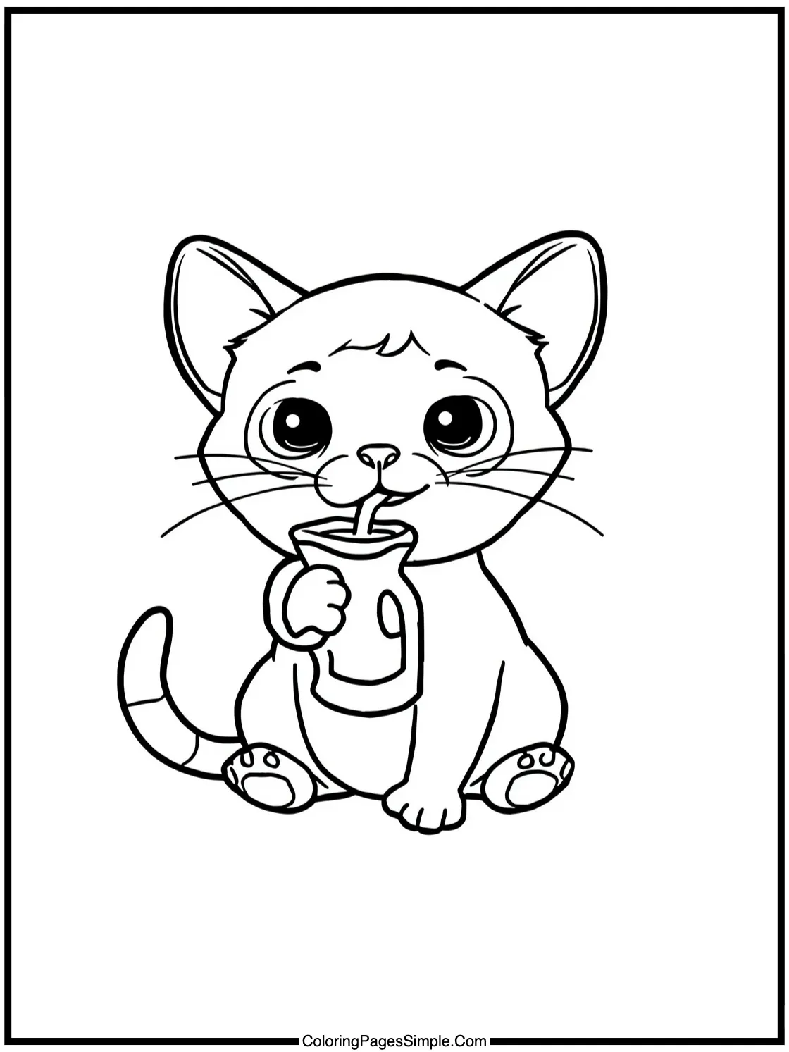 Little Siamese drinking milk happily.